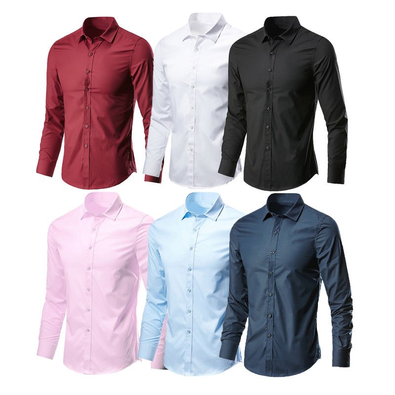 Wholesale Men Solid Color Long Sleeve Shirt Business Casual Men' Suits Men' T-shirt