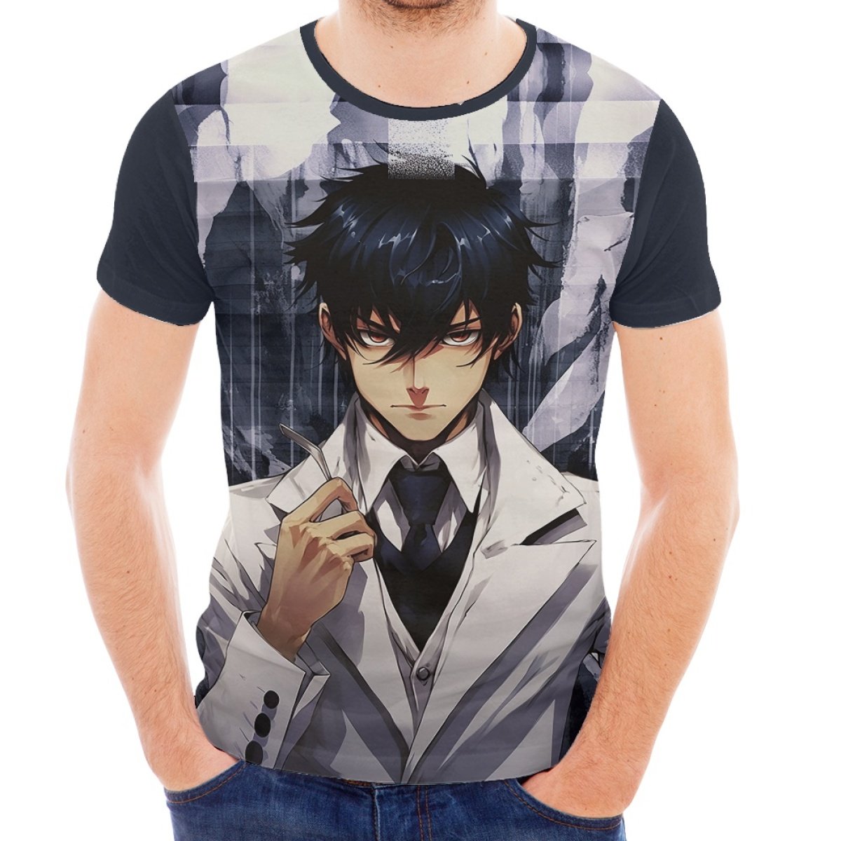 Wholesale Custom T Shirt Print Cool Anime Boy Short Sleeve Crew Neck Two-Dimensional Style Men's t-Shirt Animation Peripherals T