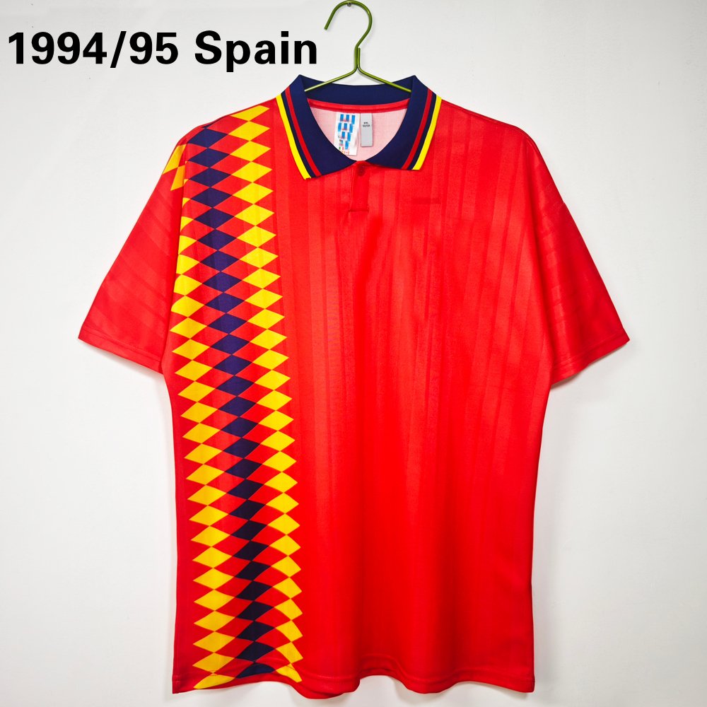 1994/95 Spain vintage jersey European football uniform Yellow Red Blue Black Summer men's T-shirt limited edition jersey