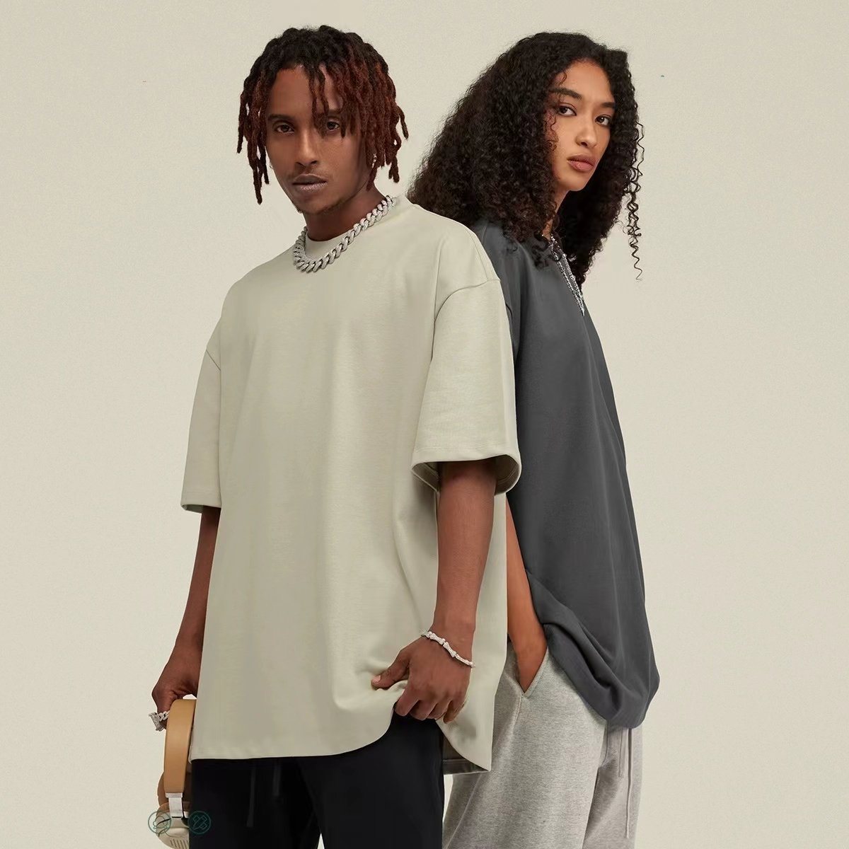 Spring Summer Heavyweight Tee 425G Solid Drop Shoulder Short Sleeve Loose Couple Short Sleeve