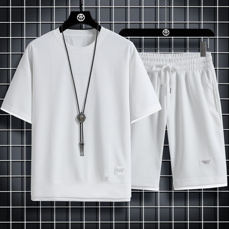 ShortsMen's Short Sleeve Summer Thin Quick Drying Sportswear Men's Set With Short Sleeve Top And Sport Top And Sport Short
