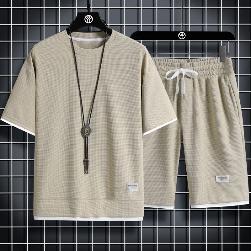 ShortsMen's Short Sleeve Summer Thin Quick Drying Sportswear Men's Set With Short Sleeve Top And Sport Top And Sport Short