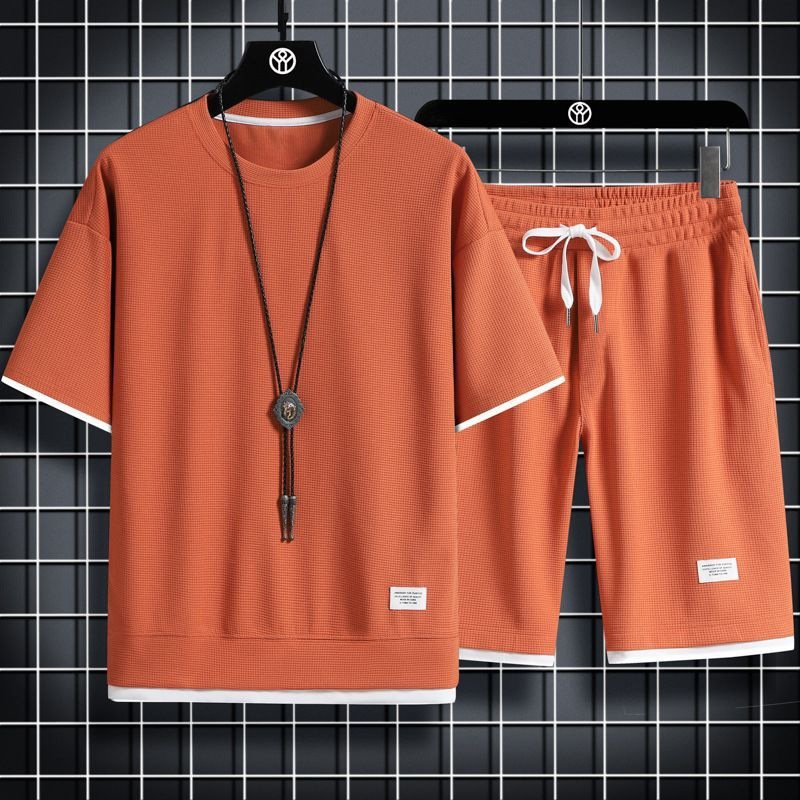 ShortsMen's Short Sleeve Summer Thin Quick Drying Sportswear Men's Set With Short Sleeve Top And Sport Top And Sport Short