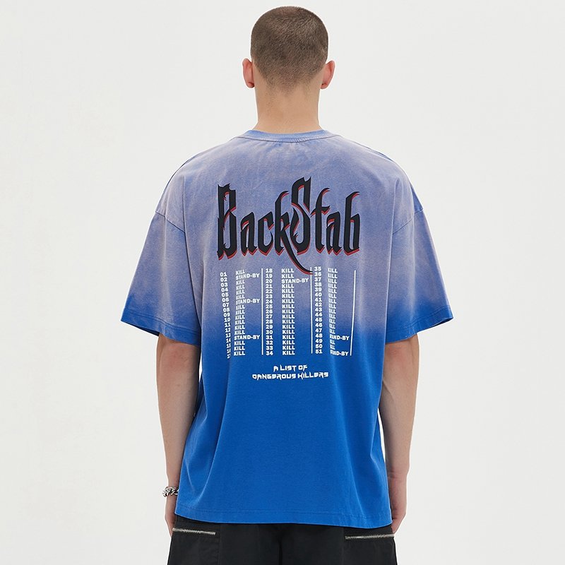Streetwear Manufacturer Vintage Gradient Printed Washed Faded Men's T-Shirt