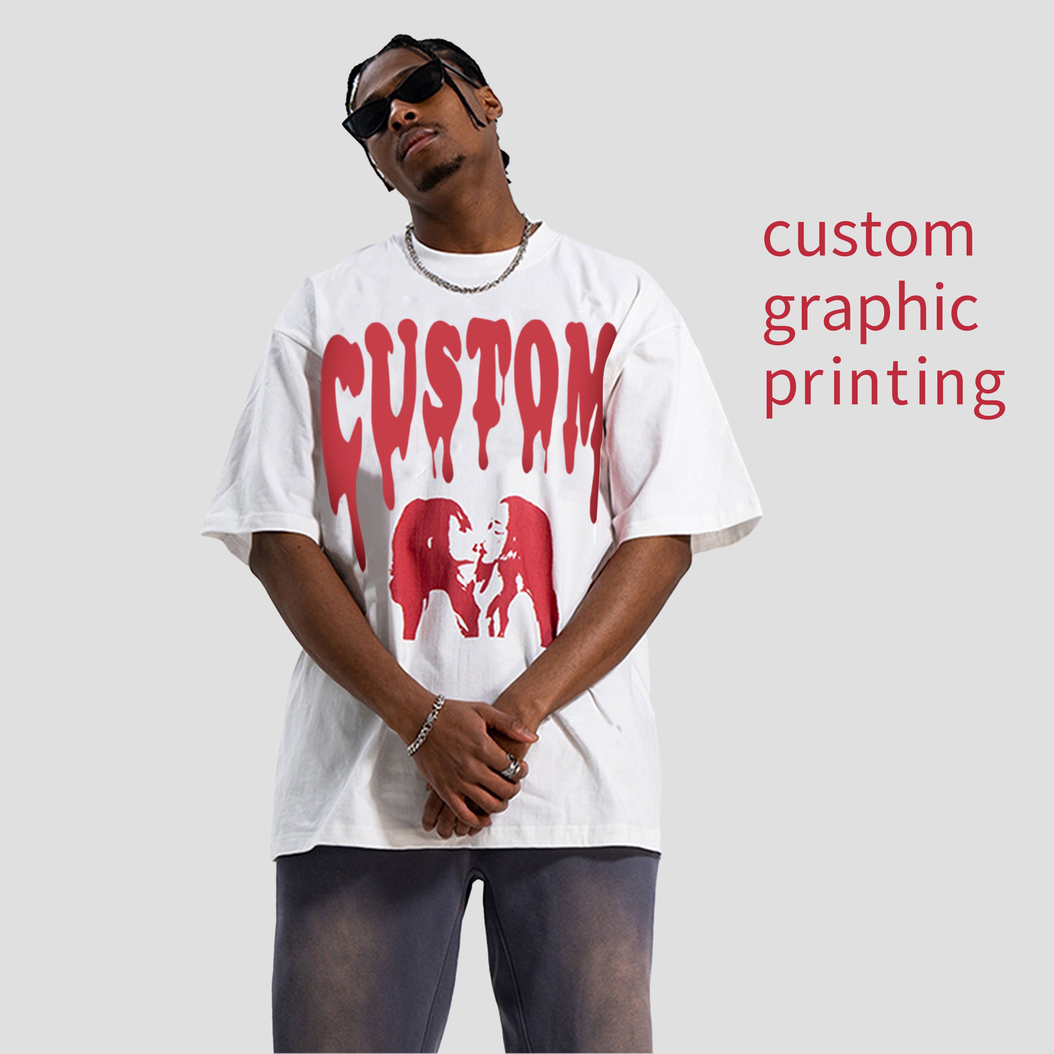Oversized Drop Shoulder 100% Cotton Screen Print Plain Heavyweight Custom T Shirt Printing Blank Plus Size Men'S T-Shirts