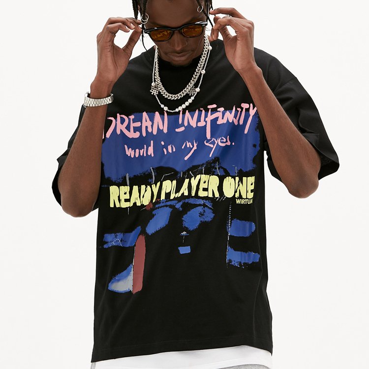 Custom round neck streetwear hip hop t shirt pima cotton blank graphic plus size men's t-shirt