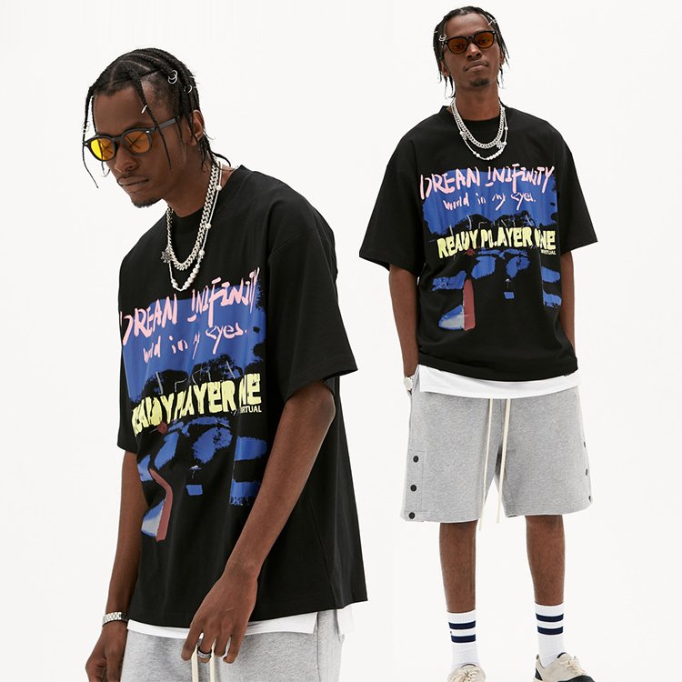 Custom round neck streetwear hip hop t shirt pima cotton blank graphic plus size men's t-shirt