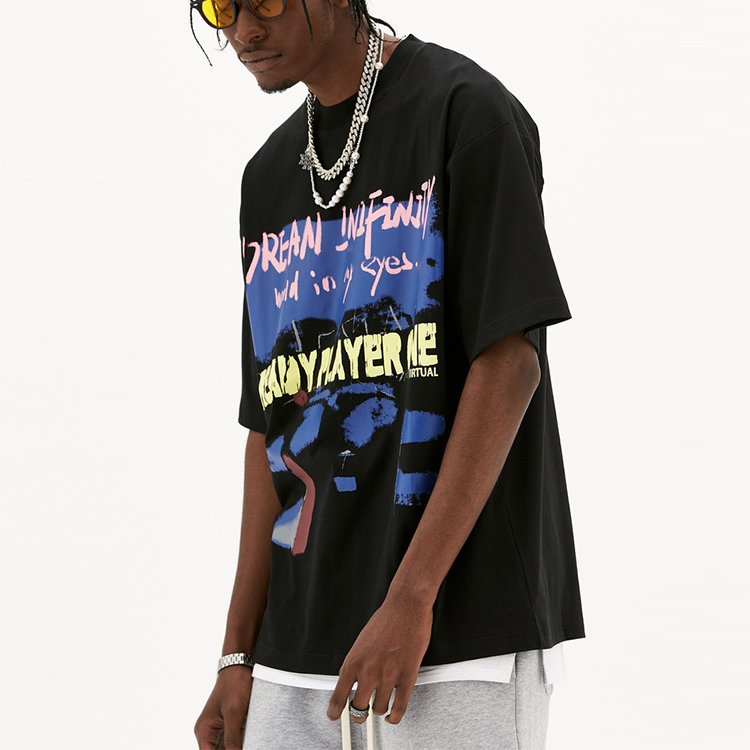 Custom round neck streetwear hip hop t shirt pima cotton blank graphic plus size men's t-shirt