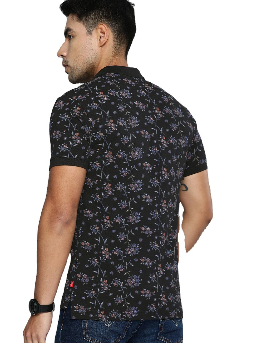 Casual Polo Neck Short Sleeve New Trend Fashion Full Printed Mens T-Shirts 100% Cotton Formal Style Pique Silk Logo Prints