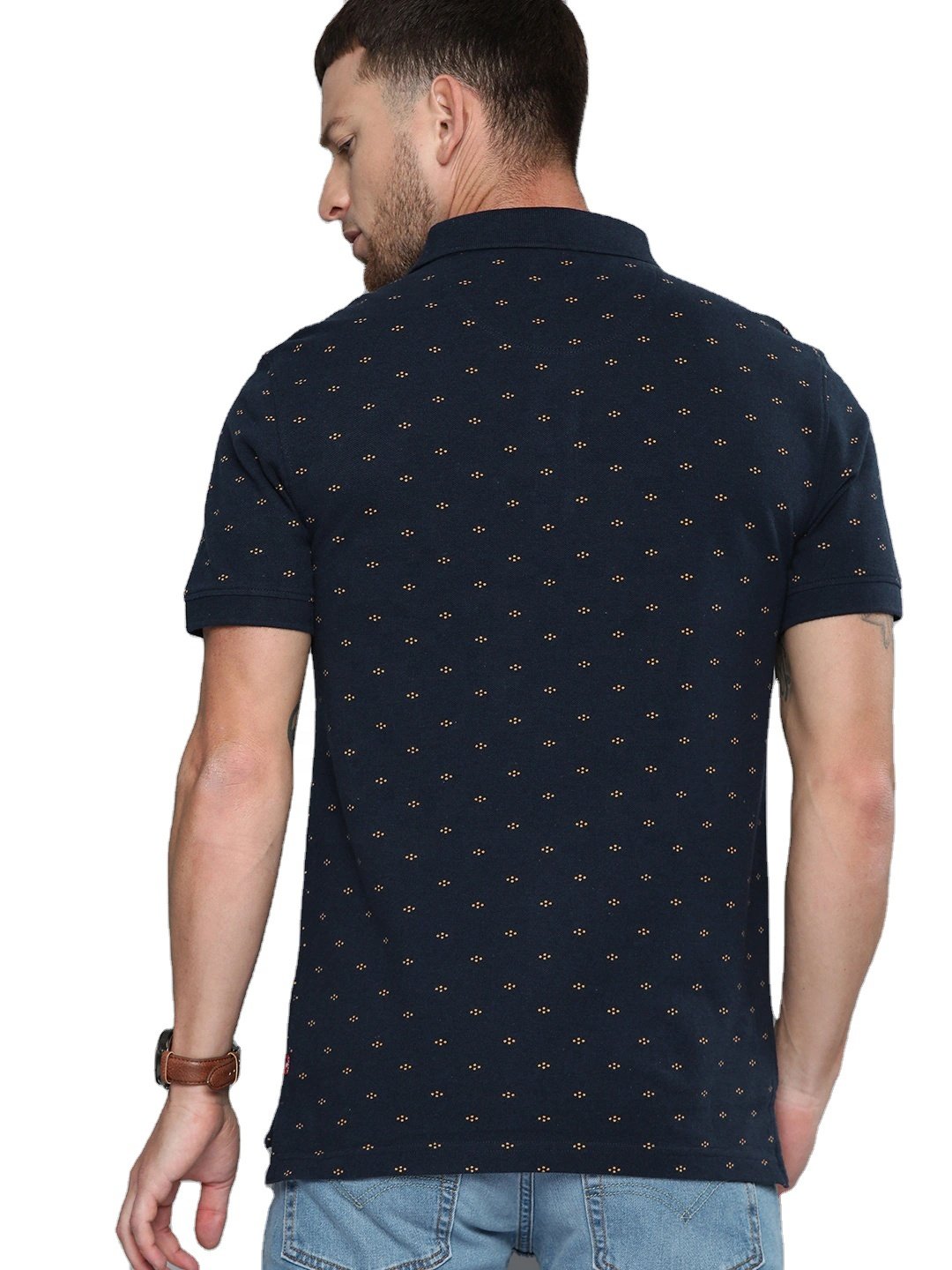 Casual Polo Neck Short Sleeve New Trend Fashion Full Printed Mens T-Shirts 100% Cotton Formal Style Pique Silk Logo Prints