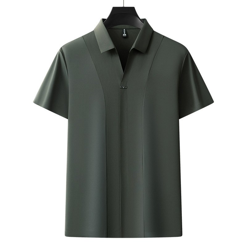 TONGYANG High End Classic Solid Color Patch Decoration Men's Short Sleeved POLO Shirt Summer Ice Silk Casual Business T-shirt