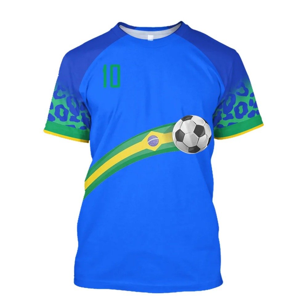 Brazil Jersey Men's T-shirt O-Neck Oversized Short Sleeve Men's Clothing 3D Print Brazilian Flag Selection Football Team Shirt