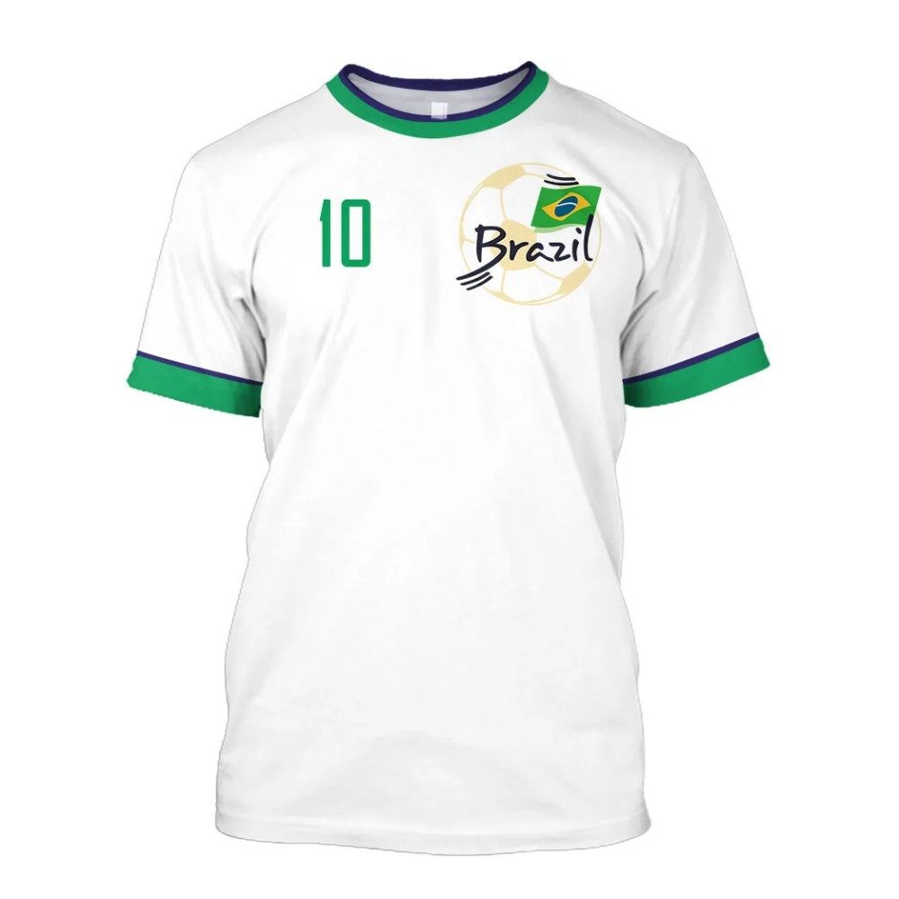 Brazil Jersey Men's T-shirt O-Neck Oversized Short Sleeve Men's Clothing 3D Print Brazilian Flag Selection Football Team Shirt