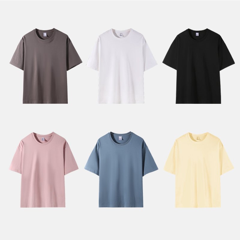 Men's T-shirt Clothing O-neck Solid Color Short Sleeve Loose Casual Trend Top Boxy Fit Streetwear Oversize Plain T-shirt for Men