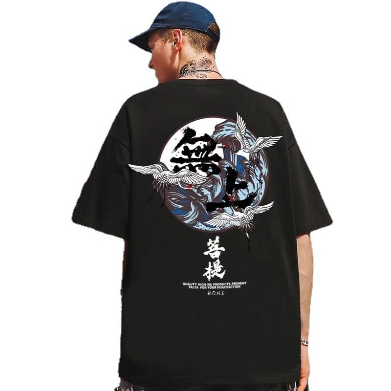 High quality new design Chinese characters printing style tictok fashion Free Style men's T-shirt