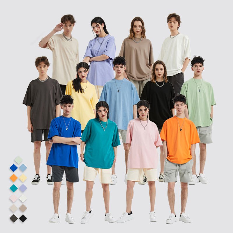 High Quality Heavyweight 250gsm 100% Cotton Oversized Blank T Shirt Custom Printed Embroidered Plain Tee plus size men's t shirt