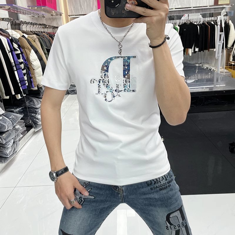 Foreign trade round neck men's short sleeve daily casual men's large size T-shirt
