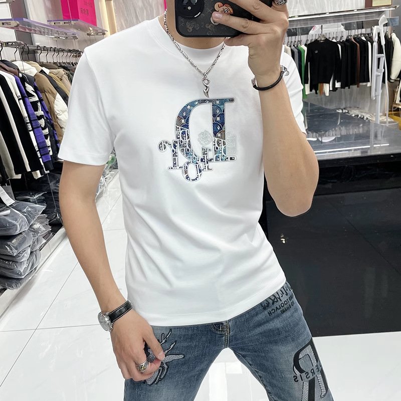 Foreign trade round neck men's short sleeve daily casual men's large size T-shirt