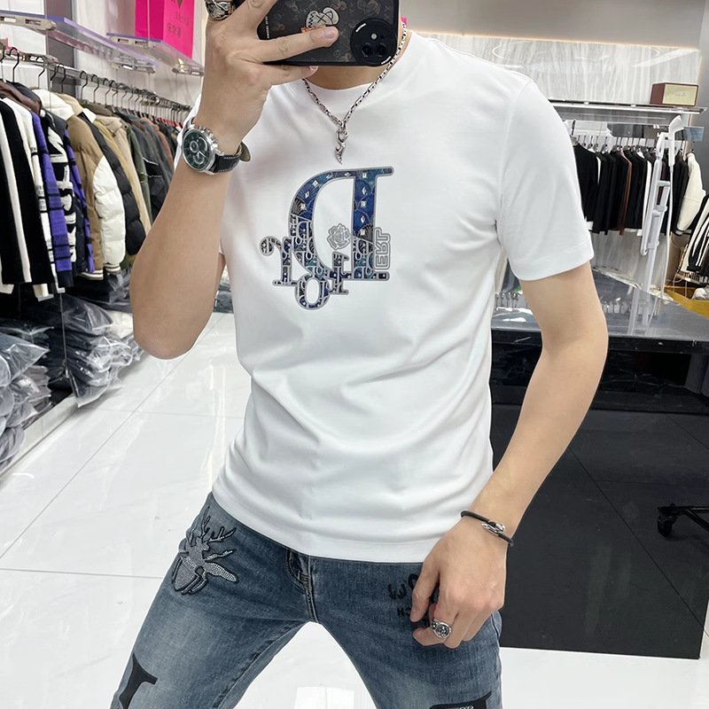 Foreign trade round neck men's short sleeve daily casual men's large size T-shirt