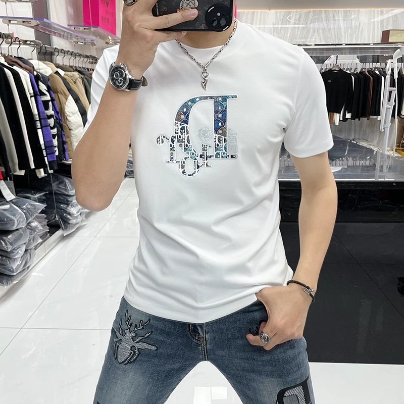 Foreign trade round neck men's short sleeve daily casual men's large size T-shirt