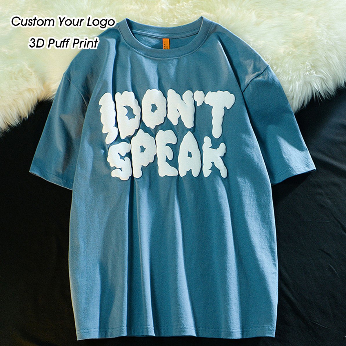 High Quality 100% Cotton Oem Your Brand Tshirt Custom 3d Foam Puff Printing Logo Unisex Short Sleeve Men's Plus Size T-shirts