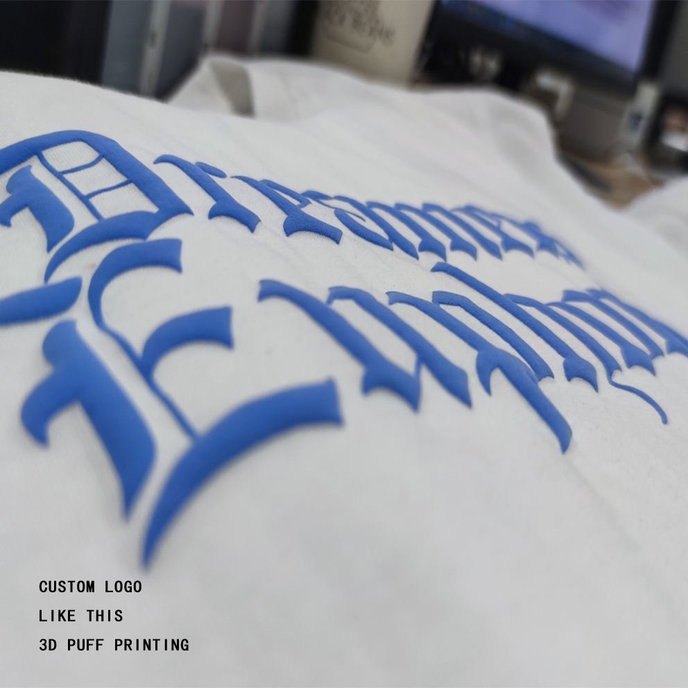 High Quality 100% Cotton Oem Your Brand Tshirt Custom 3d Foam Puff Printing Logo Unisex Short Sleeve Men's Plus Size T-shirts