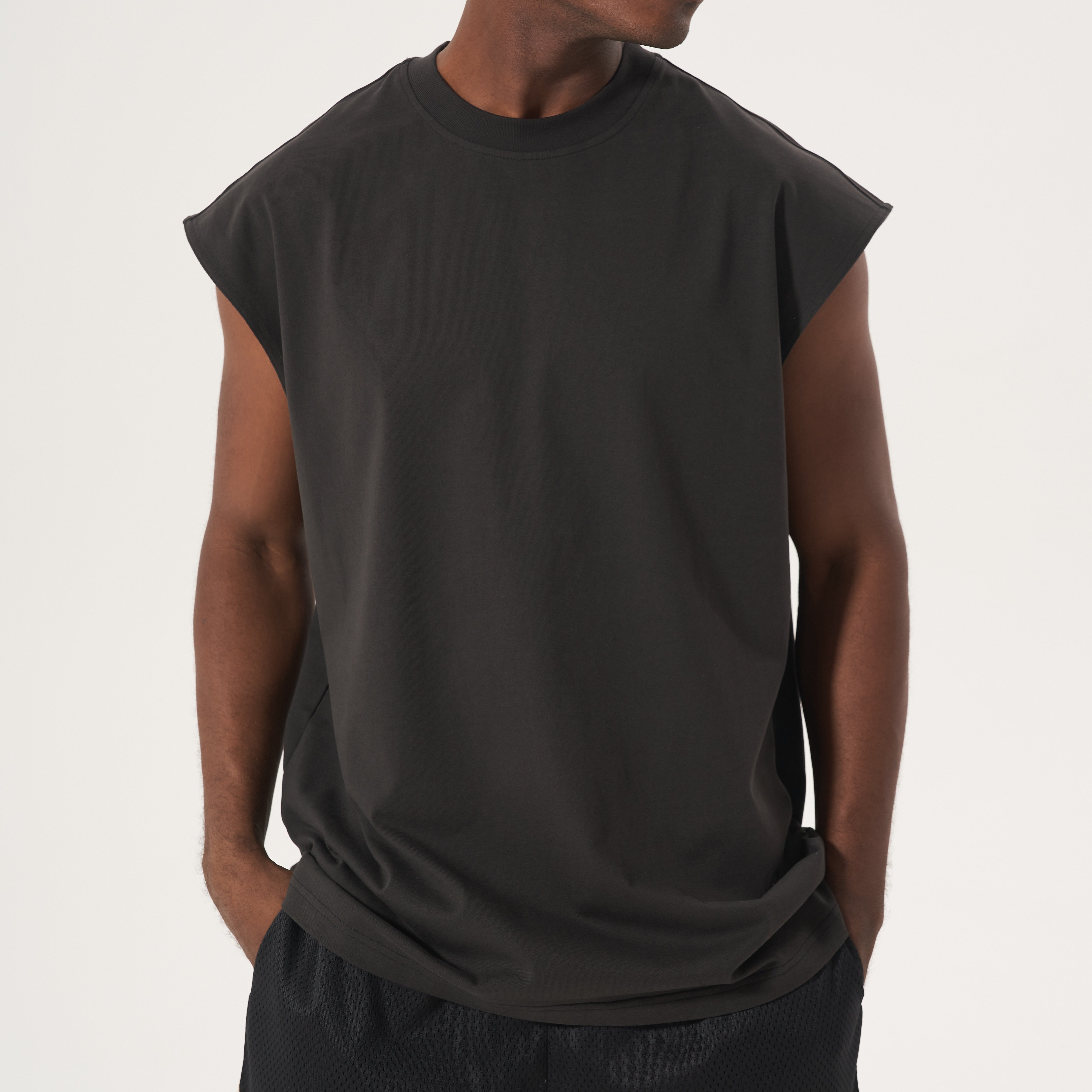 Oversized Cropped Workout Blank Sleeveless Shirts Streetwear Gym Tank Top Men Custom Acid Wash Men's T-shirt
