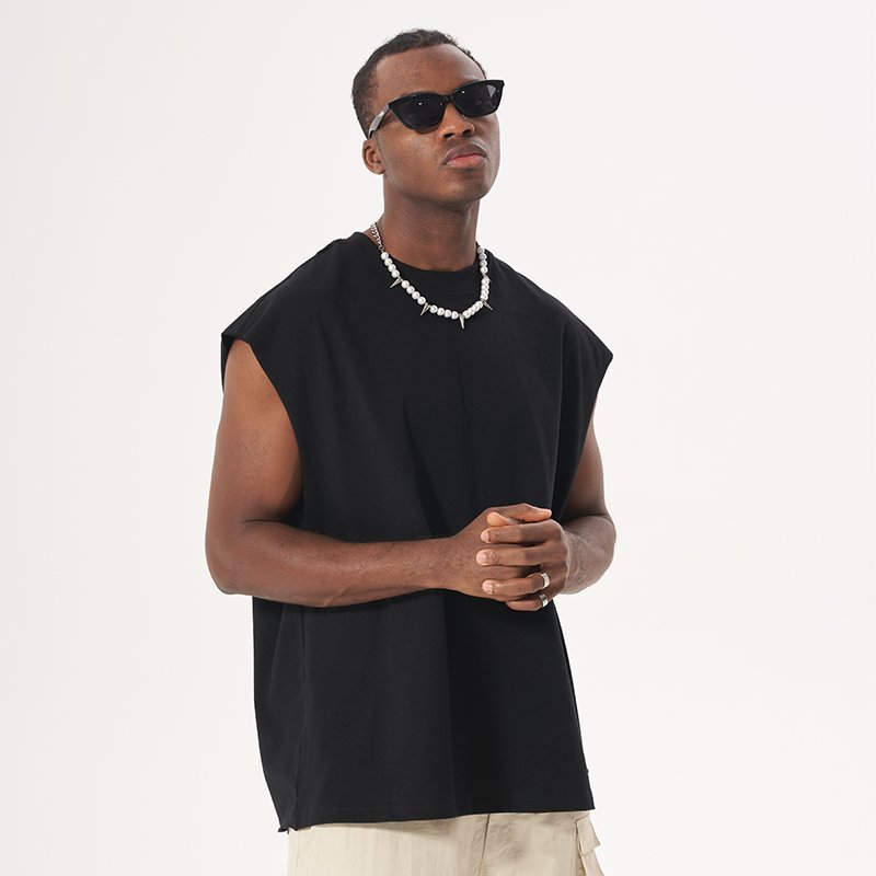 Oversized Cropped Workout Blank Sleeveless Shirts Streetwear Gym Tank Top Men Custom Acid Wash Men's T-shirt