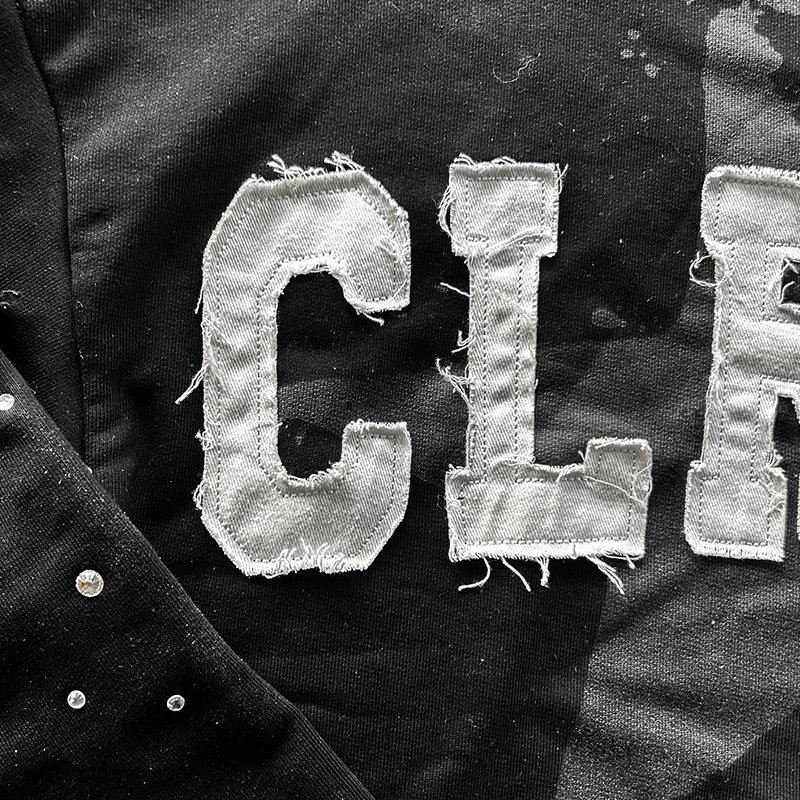 New Fashion Street Hip-Hop Acid Washed T-Shirt Customized Sun-Fade Oversized Rhinestone Printed Pullover Black Men's T-Shirt