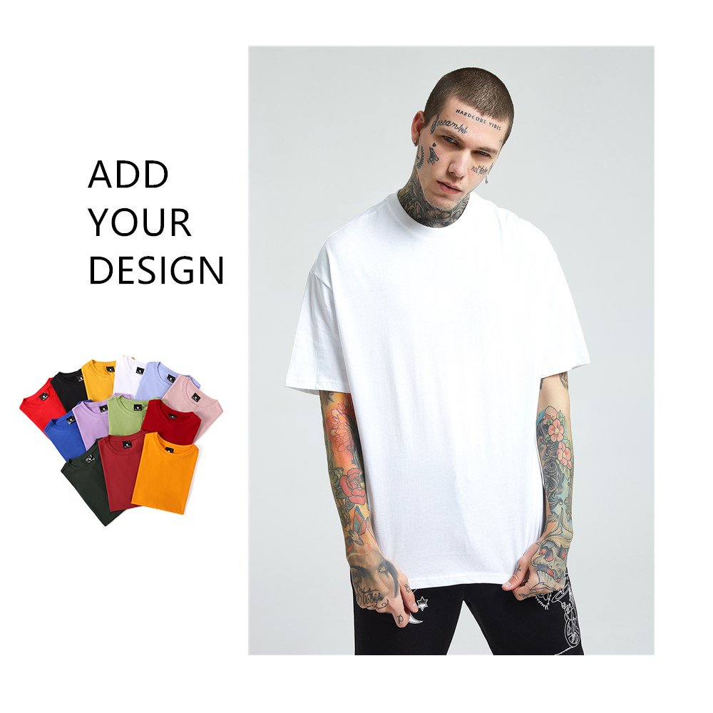 Wholesale oem High Quality Streetwear Clothing Unisex Plain tshirt Custom printing logo Oversize Cotton plus size Men's T-Shirts