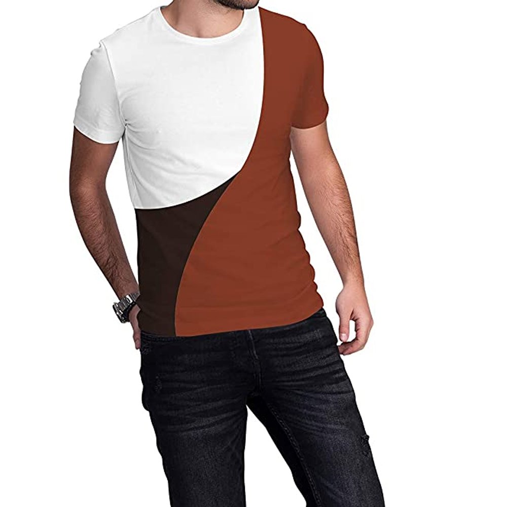 Color Block New Fashion Custom Design Short Sleeved Lightweight Wholesale Cotton Round Neck Men's T Shirt