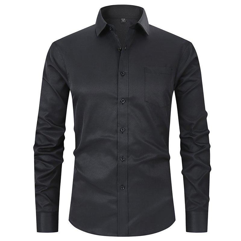 Wholesale Custom Logo Cool comfortable Cotton fabric solid color Single pocket long Sleeve Business casual formal shirts for men