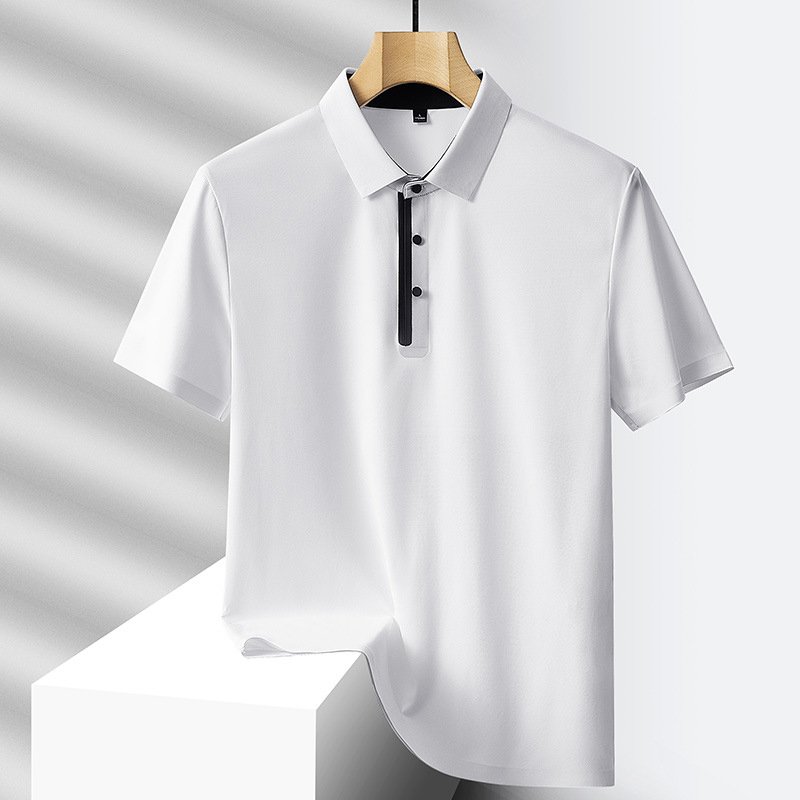 TONGYANG New Summer Polo Shirt Men's Fashion Ice Silk Scarless Non ironing Quick Drying T-shirt Breathable Business Casual Shirt