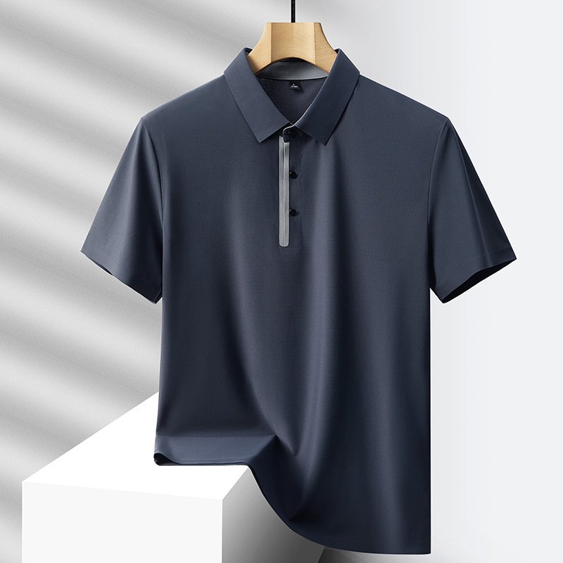 TONGYANG New Summer Polo Shirt Men's Fashion Ice Silk Scarless Non ironing Quick Drying T-shirt Breathable Business Casual Shirt