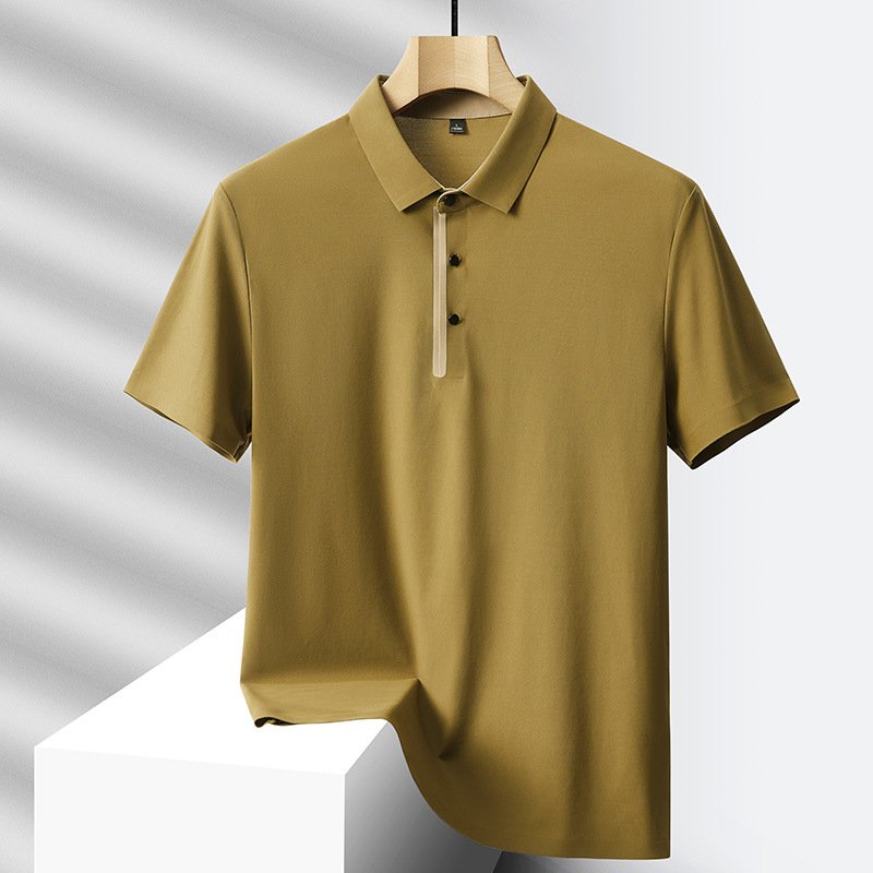 TONGYANG New Summer Polo Shirt Men's Fashion Ice Silk Scarless Non ironing Quick Drying T-shirt Breathable Business Casual Shirt