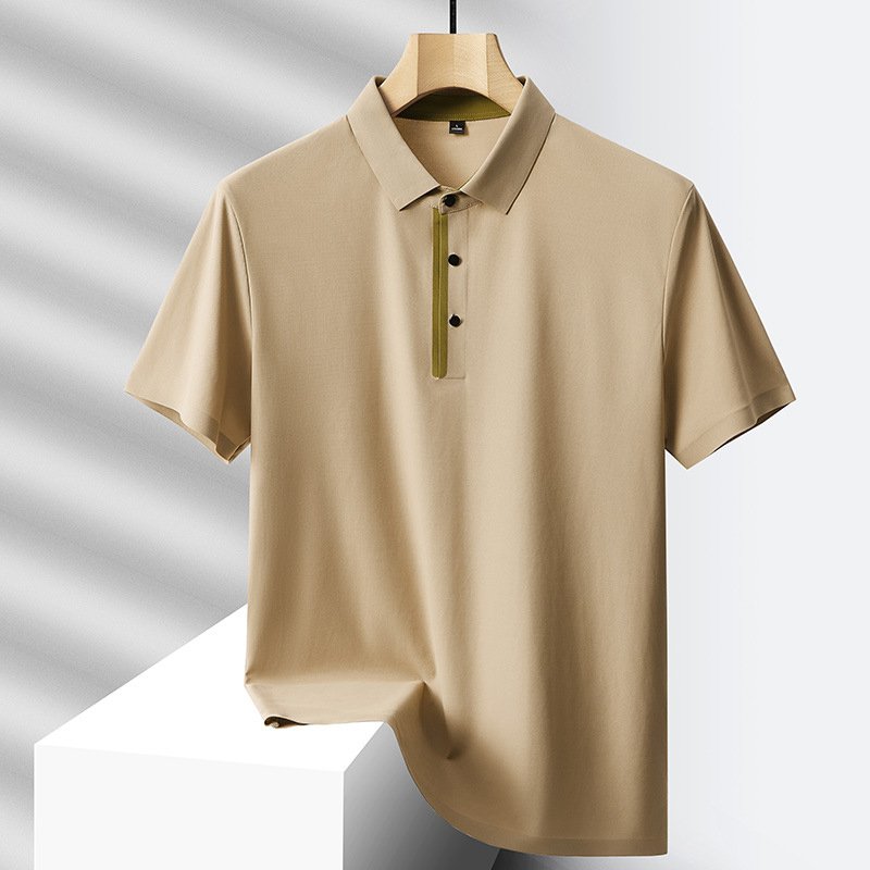 TONGYANG New Summer Polo Shirt Men's Fashion Ice Silk Scarless Non ironing Quick Drying T-shirt Breathable Business Casual Shirt