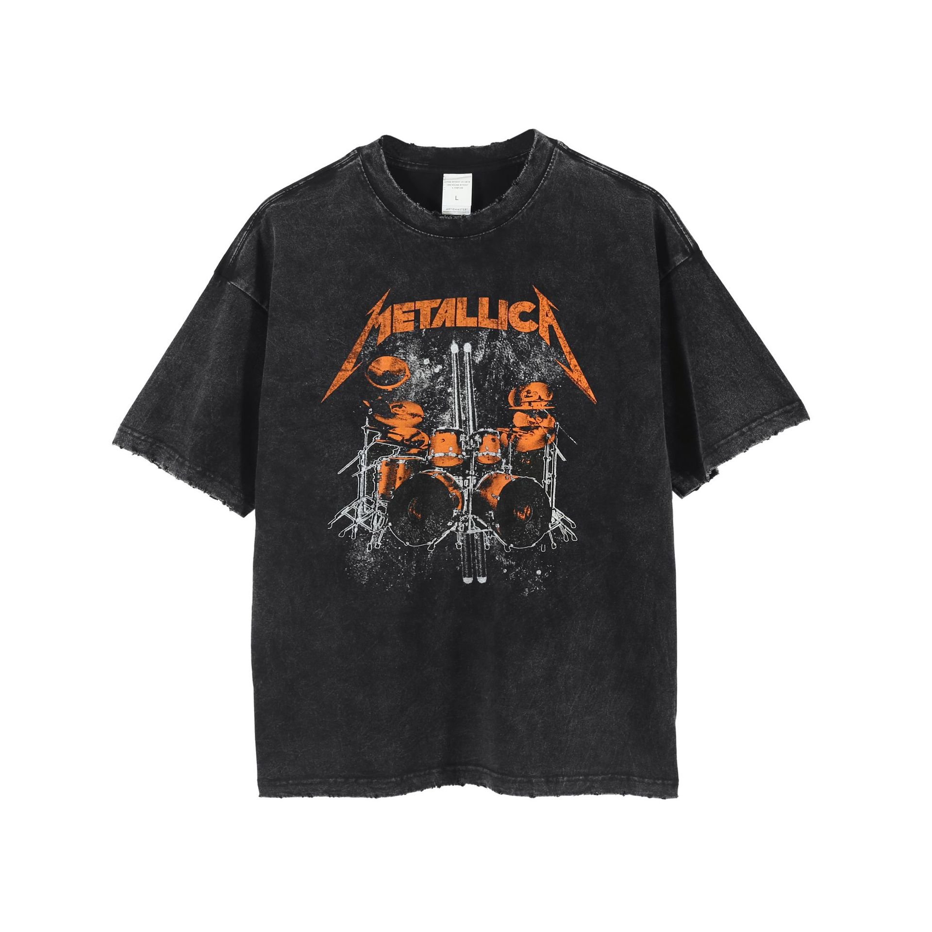 WWK Original Custom Character Logo Printing Wholesale High Street Retro Printed Crewneck Loose Acid Washing Men's T-shirts