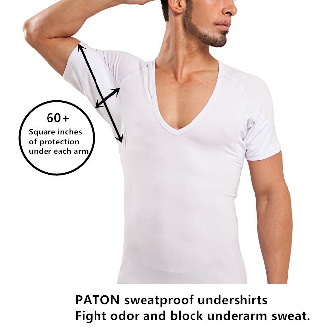 Import Austria modal Anti-Odor Protective Sweat proof underarm padded shirt Sweatproof undershirt Slim fit V neck men's t-shirts
