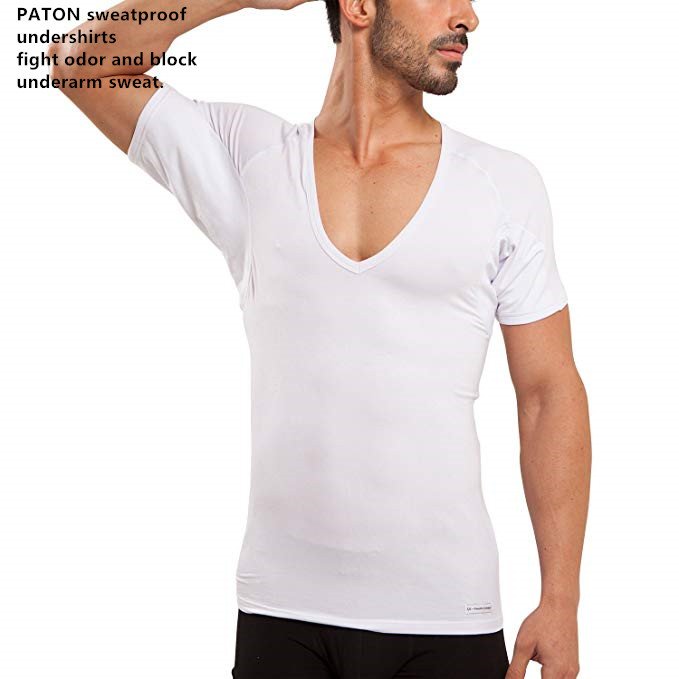 Import Austria modal Anti-Odor Protective Sweat proof underarm padded shirt Sweatproof undershirt Slim fit V neck men's t-shirts