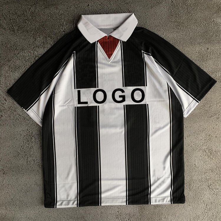 Custom Logo Stripe Retro Club Team Uniform Training Football Shirt Sports Wear Soccer Wear Retro Soccer Jersey Men's T-shirts