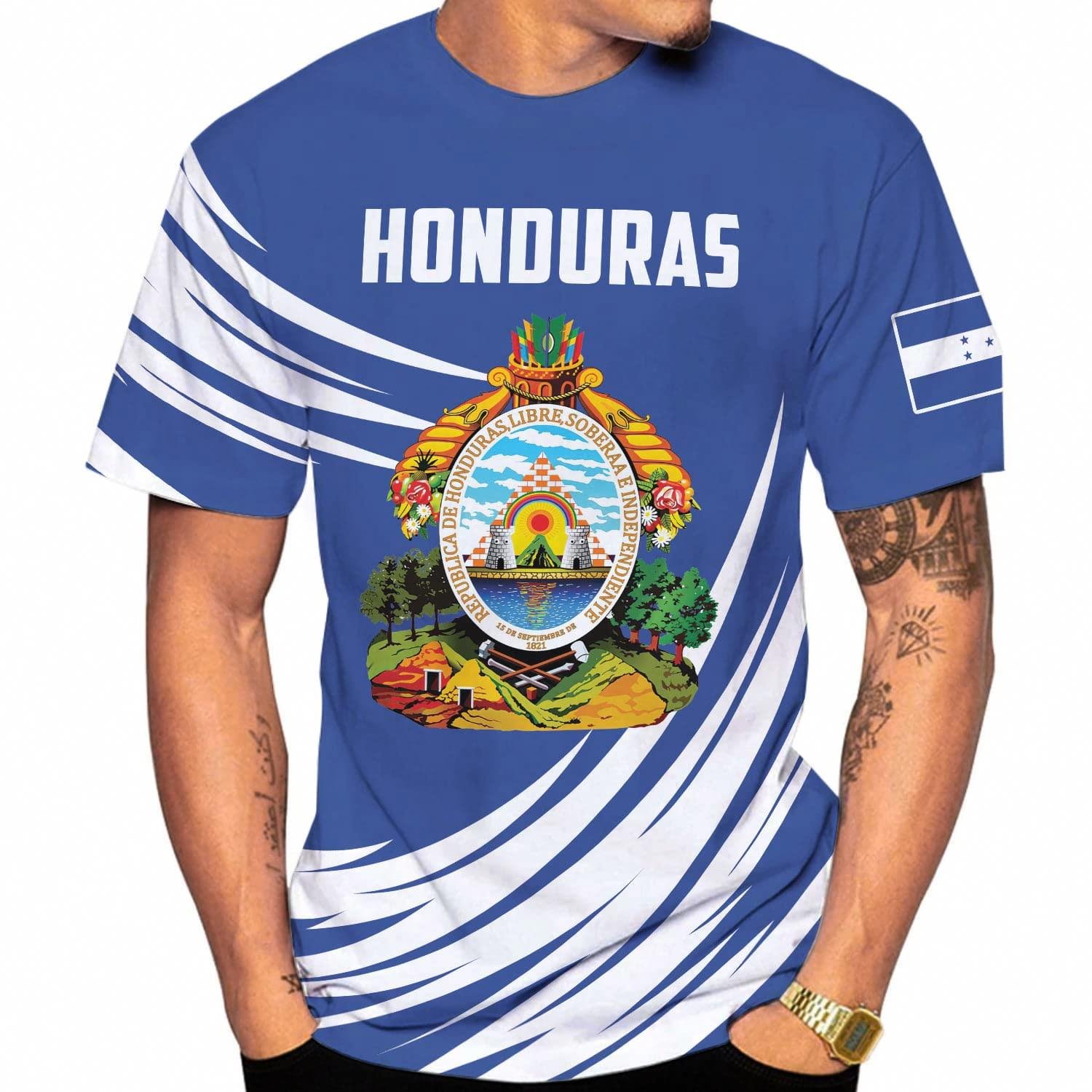 Manufacturer Customized Honduras Flag Men's T-shirts High Quality Plus Size Sweat Wicking Custom T Shirt Vintage Gym Tees Bulk