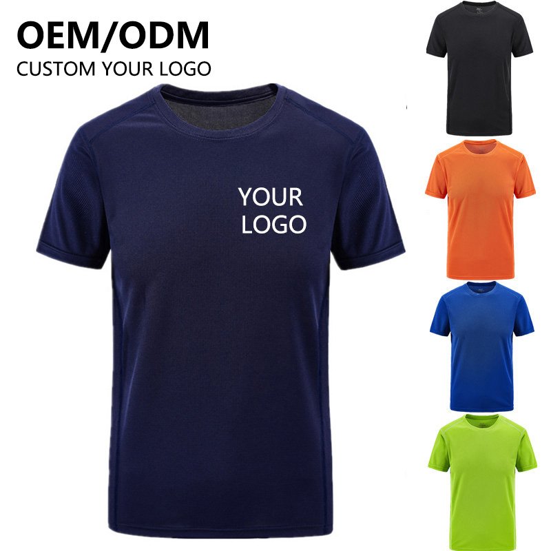 Plain Men's T-shirt Polyester Tee Quick Tshirts Custom Sublimation Printing Logo Unisex Gym Sports T shirts For Men