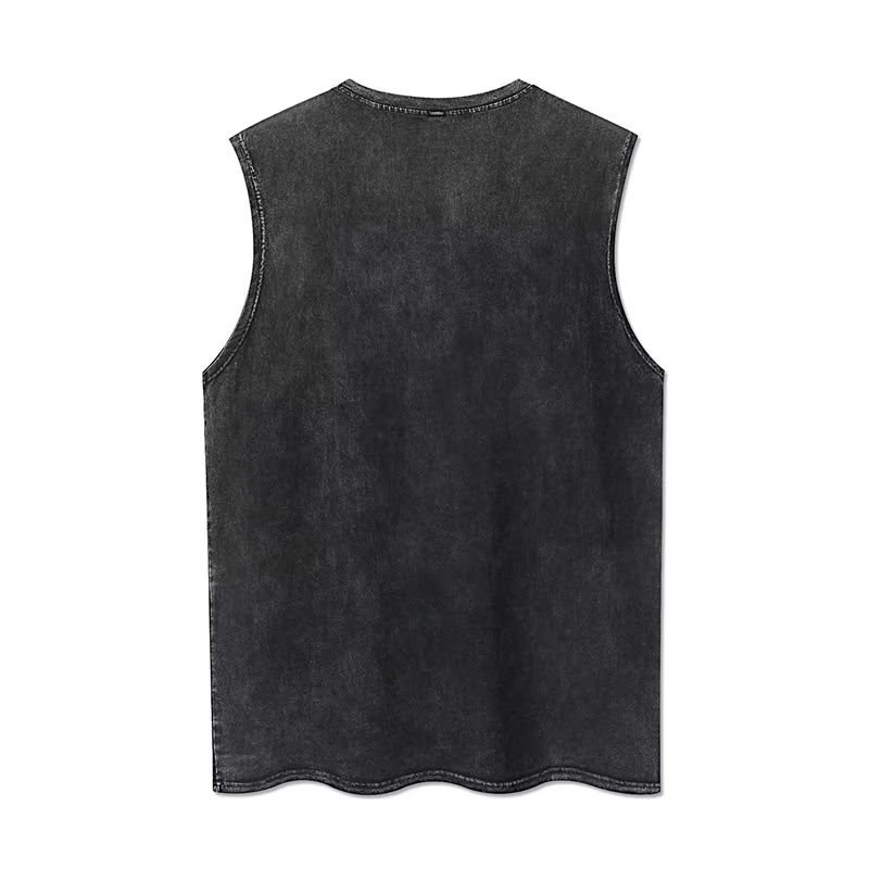 Custom 100% Cotton Sleeveless T Shirts Vintage Fitness Tank Tops Vest Men's Loose Fit Men Tank Top