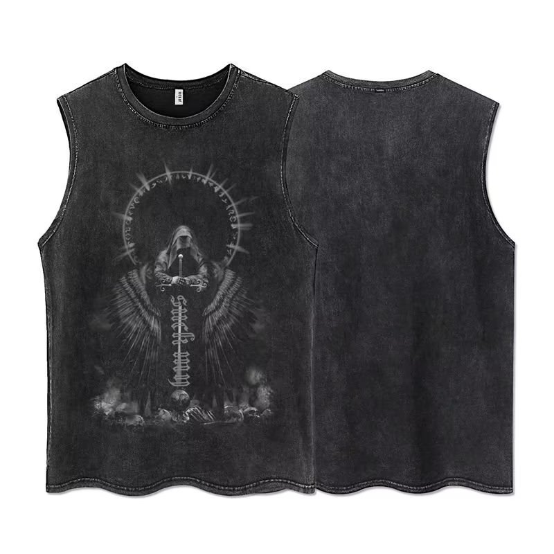 Custom 100% Cotton Sleeveless T Shirts Vintage Fitness Tank Tops Vest Men's Loose Fit Men Tank Top