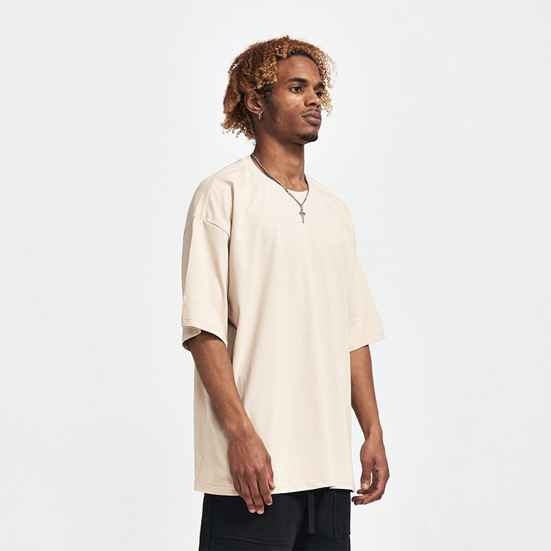 Summer men custom embroidery logo plain 240 gsm tshirt 100% cotton short sleeve round neck men's t-shirt