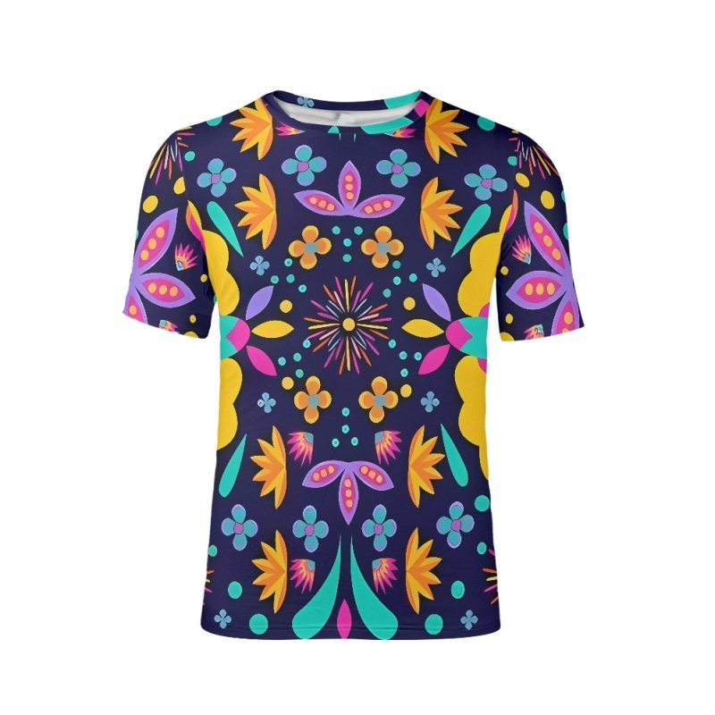 REANAYSTO TM Floral Running Short Sleeve Quick Dry Polyester Mexico Gym Sports Top Custom T Shirt for Men Cheap Wholesale Tees