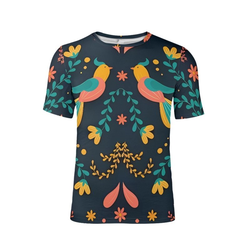 REANAYSTO TM Floral Running Short Sleeve Quick Dry Polyester Mexico Gym Sports Top Custom T Shirt for Men Cheap Wholesale Tees