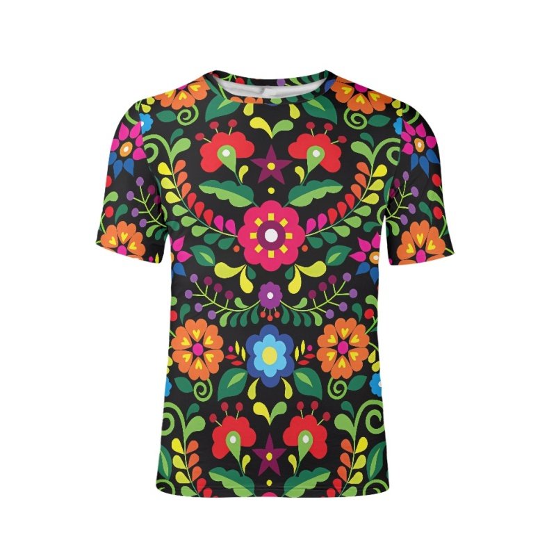 REANAYSTO TM Floral Running Short Sleeve Quick Dry Polyester Mexico Gym Sports Top Custom T Shirt for Men Cheap Wholesale Tees