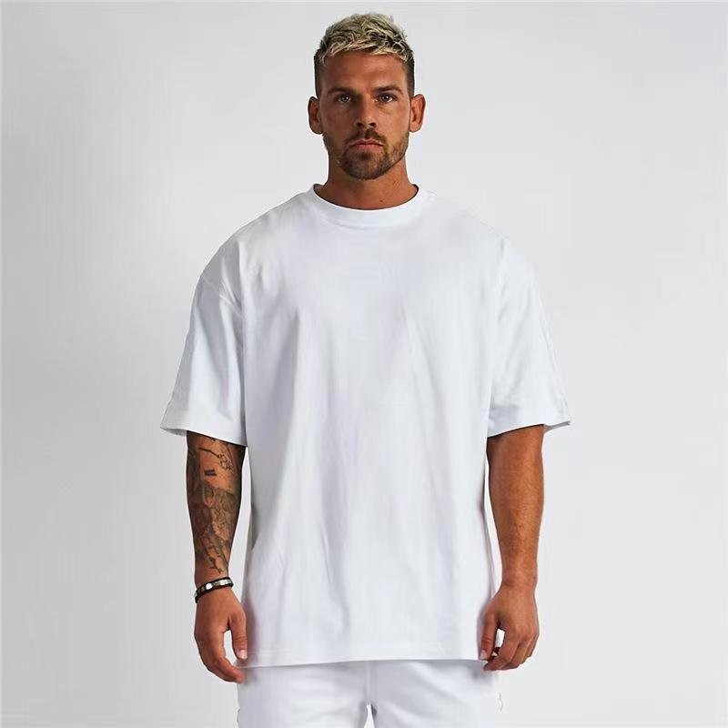 In stock 230g heavyweight high quality 100%cotton solid color men's t-shirt sports T-shirts for tee