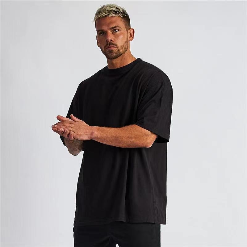 In stock 230g heavyweight high quality 100%cotton solid color men's t-shirt sports T-shirts for tee